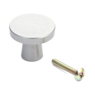 Poignée de bouton de meuble en laiton de haute qualité, finition: nickelé, mat satiné, 30 mm (1,2 ») TS-30. Poignée en laiton pour tiroir, porte de meubles, armoire de cuisine, armoire de bureau et bien plus encore, par Sugatsune / LAMP® (Japon)
