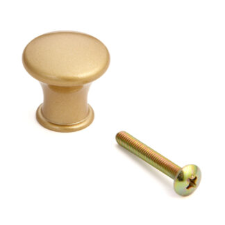 Poignée bouton de mobilier de haute qualité en alliage d’aluminium robuste, surface: couleur or, satiné mat, 24 mm (1 ») KK-T24SSG. Poignée bouton KK-T24SSG pour tiroir, porte de meubles, armoire de cuisine, armoire de bureau, meubles de maison et bi