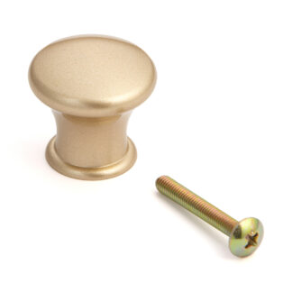 Poignée bouton de mobilier de haute qualité en alliage d’aluminium robuste, surface: couleur or, satiné mat, 28 mm (1.2 ») KK-T28SSG. Poignée bouton KK-T28SSG pour tiroir, porte de meubles, armoire de cuisine, armoire de bureau et bien plus encore, p