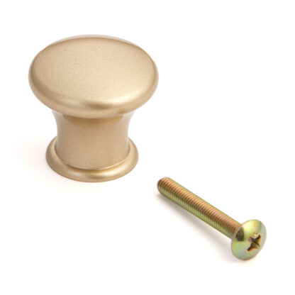 Poignée bouton de mobilier de haute qualité en alliage d’aluminium robuste, surface: couleur or, satiné mat, 28 mm (1.2 ») KK-T28SSG. Poignée bouton KK-T28SSG pour tiroir, porte de meubles, armoire de cuisine, armoire de bureau et bien plus encore, p