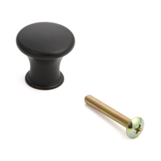 Poignée bouton de mobilier de haute qualité en alliage d’aluminium robuste, surface: laqué noir, 24 mm (1 ») KK-T24BL. Poignée KK-T24BL pour tiroir, porte de meubles, armoire de cuisine, armoire de bureau, meubles de maison et bien plus encore, par S