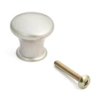 Poignée de bouton de mobilier de haute qualité en alliage d’aluminium robuste, surface: nickelé, satiné mat, 28 mm (1.2 ») KK-T28SNI. Poignée bouton KK-T28SNI pour tiroir, porte de meuble, armoire de cuisine, armoire de bureau et bien plus encore, pa