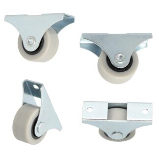 4 roulettes de meubles, en polyuréthane robuste, surface : gris, 32 mm (1,3 »), 08.06.042. Ensemble de rouleaux pour commode sous le lit, coffre à jouets, boîte, boîte, appareils, meubles et bien plus encore, par SISO Danemark