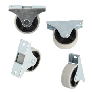 4 roulettes de meubles, en polyuréthane robuste, surface : gris, 40 mm (1,6 »), 08.06.044-0. Jeu de rouleaux pour commode sous le lit, coffre à jouets, boîte, boîte, appareils, meubles et bien plus encore, par SISO Danemark