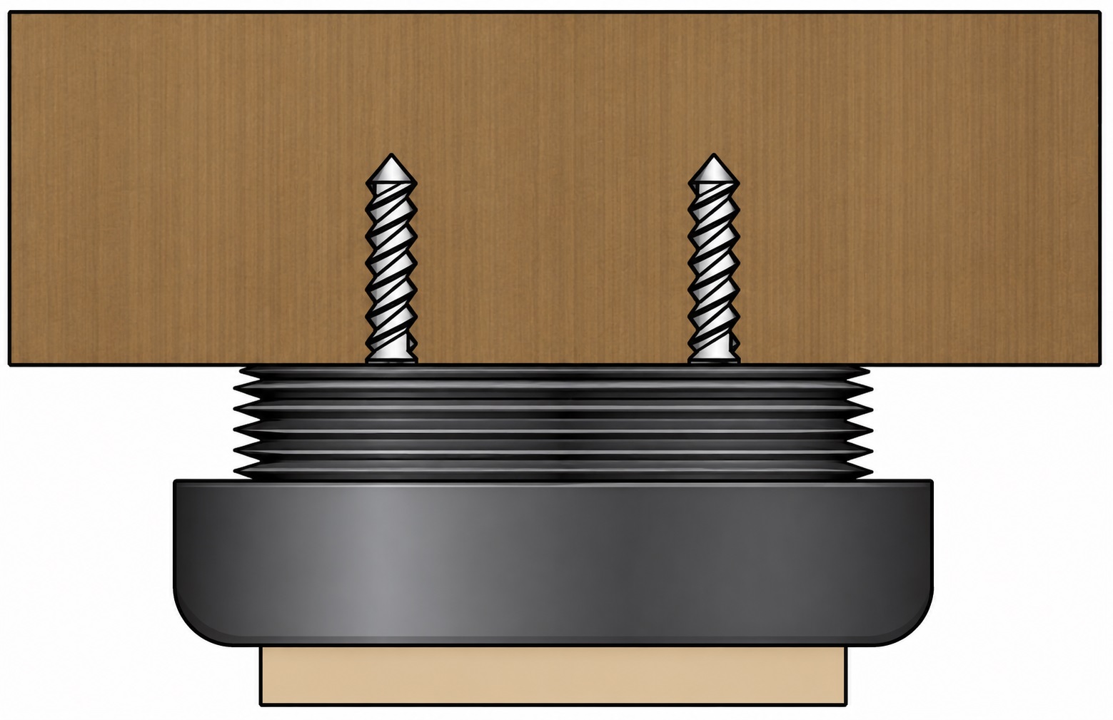 4 pièces de réglage robuste pour meubles, capacité de charge : 600 kg (1323 lbs), surface : noire, ⌀25 mm (63/64"), version : avec tampon feutre, B573-25-BK. Base réglable pour meubles, tables, meubles, pieds de table et bien plus encore, par Kojima (Japon) – Image 3