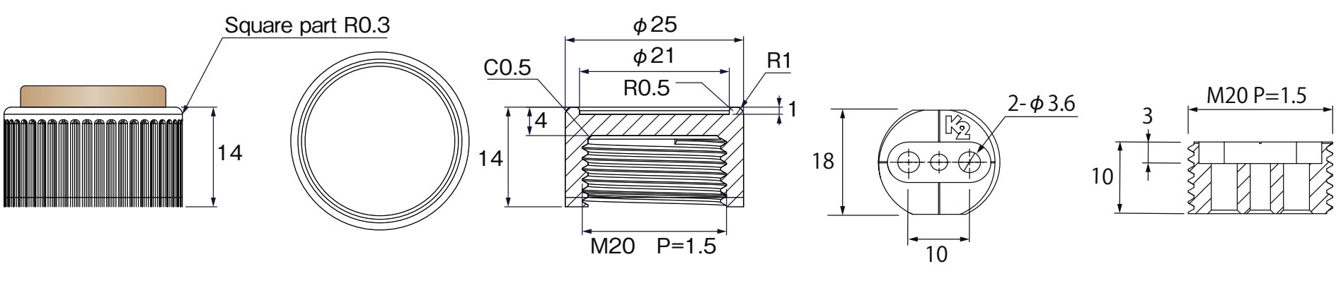4 pièces de réglage robuste pour meubles, capacité de charge : 600 kg (1323 lbs), surface : noire, ⌀25 mm (63/64"), version : avec tampon feutre, B573-25-BK. Base réglable pour meubles, tables, meubles, pieds de table et bien plus encore, par Kojima (Japon) – Image 2