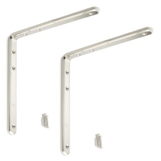 2 pièces support de montage robuste résistant à la corrosion, en acier inoxydable massif, capacité de charge : 24 kg, surface : polie brillante, 240 mm (9,5"), XL-SA01-240M. Supports d’étagère pour étagères et bien plus encore, par Sugatsune / LAMP® (Japo