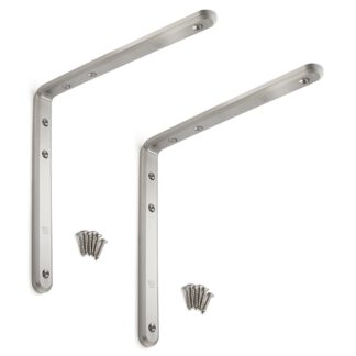Support de montage robuste 2 pièces résistant à la corrosion, en acier inoxydable massif, capacité de charge : 24 kg, surface : satiné mat, 240 mm (9,5"), XL-SA01-240S. Supports d’étagère pour étagères et bien plus encore, par Sugatsune / LAMP® (Japon)