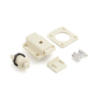 Fermeture à bouton-poussoir pour portes de meubles épais de 22 à 25 mm, surface : ivoire, SL-B251-I. Poussoir pour la conversion de camping-car, l’intérieur d’un yacht, le mobilier de caravane et bien plus encore, par Sugatsune / LAMP® (Japon)