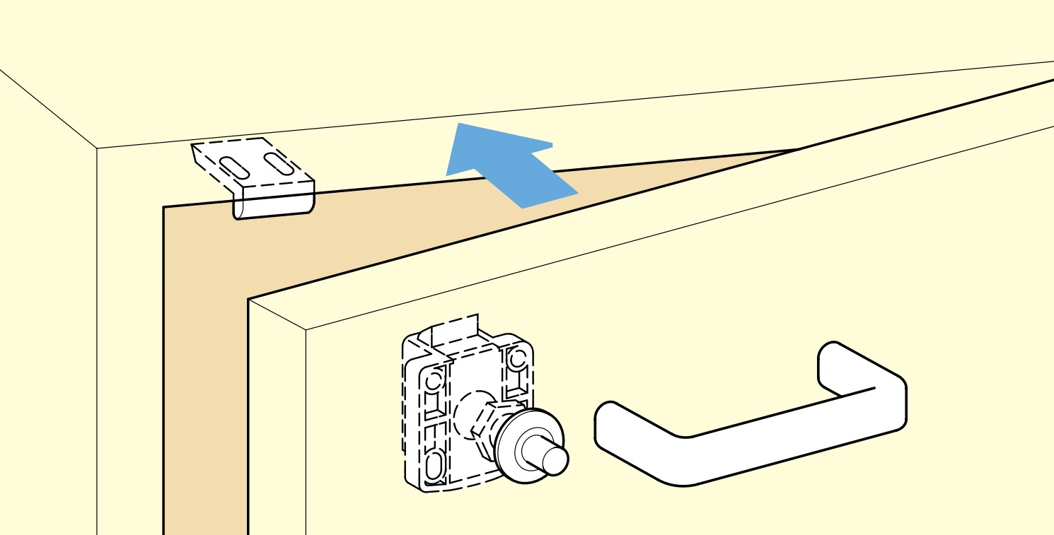 Fermeture à bouton-poussoir pour une épaisseur de porte de 18 à 21 mm, surface : ivoire, SL-B211-I. Poussoir pour la conversion de camping-car, l’intérieur d’un yacht, le mobilier de caravane et bien plus encore, par Sugatsune / LAMP® (Japon) – Image 5
