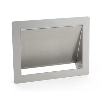 Trappe à ordures rectangulaire de haute qualité pour montage vertical, avec fermeture amortie, en acier inoxydable, surface : satiné mat, 310 mm (12,3 »), AZ-GD310-HL. Trappe à déchets en acier inoxydable, pour la gastronomie et bien plus encore, par