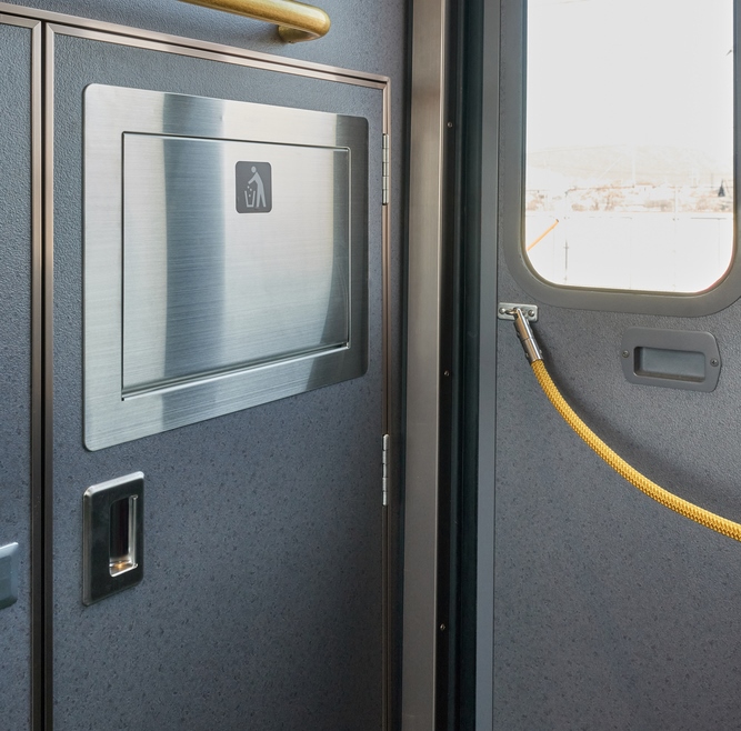 Trappe à ordures rectangulaire de haute qualité pour montage vertical, avec fermeture amortie, en acier inoxydable, surface : satiné mat, 310 mm (12,3 »), AZ-GD310-HL. Trappe à déchets en acier inoxydable, pour la gastronomie et bien plus encore, par – Image 4