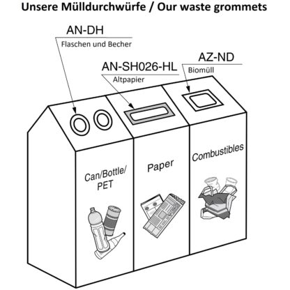 Poubelle rectangulaire de haute qualité, en acier inoxydable, surface : satiné mat, 283 mm (11,2 »), finition : allongée, AN-SH026-HL. Litière de déchets en acier inoxydable, pour la gastronomie, l’aménagement de magasins et bien plus encore, par Sug – Image 5