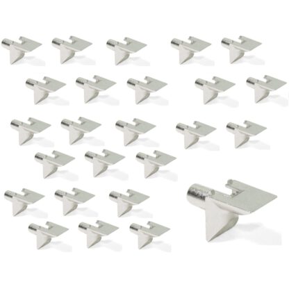 25 pièces de support d’étagère en alliage de zinc, surface : nickelée, 5 mm (0,2 po) 8114207. Supports de plancher 8114207 pour rangée de trous, étagères, étagères, étagères, armoires, étagères, armoires, étagères, étagères