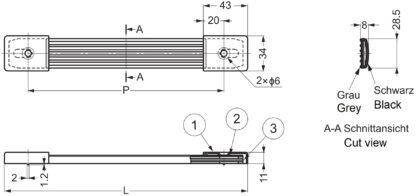 Poignée de bracelet en polychlorure de vinyle avec embouts en acier, 9,3 » (236 mm) PS-190. Poignée de valise extensible, en polychlorure de vinyle pour boîtes, équipements, appareils électroménagers, étuis, haut-parleurs, instruments de musique, par – Image 2