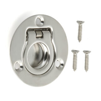 Poignée pliante en acier inoxydable en forme d'anneau SUS304 de 50 mm (2″) 980640. Poignée pliante rotative en forme d'anneau en acier inoxydable V2A, polie miroir, pour trappe de visite, porte de visite, environnement humide, bateau, caravane par Sugatsu