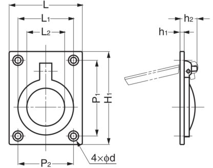 Poignée pliante en forme d’anneau en laiton, finition: bronze blanc, satiné mat, 38 mm (1.5 ») 587B-50WB. Poignée annulaire 587B-50WB pour camping-car, bateau, trappe d’inspection, porte d’inspection, par Sugatsune / LAMP® (Japon) – Image 3