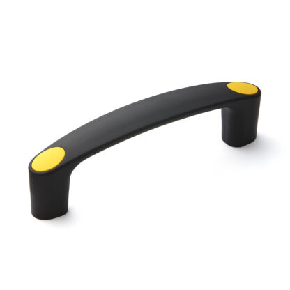 Poignée d’appareil robuste de haute qualité en nylon renforcé, noir avec capuchons de couverture jaunes, MJH-150-YE de 150 mm (6 »). Poignée de machine MJH-150-YE pour armoires industrielles, équipements de production, construction mécanique, par Sug