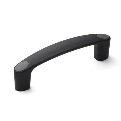 Poignée robuste de haute qualité en nylon renforcé, noir avec capuchons gris, 150 mm (6 ») MJH-150-GR. Poignée de machine MJH-150-GR pour armoires industrielles, équipements de production, construction mécanique, par Sugatsune / LAMP® (Japon)