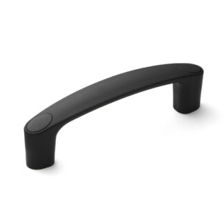 Poignée d’appareil robuste de haute qualité en nylon renforcé, noir avec capuchons de couverture noirs, 150 mm (6 ») MJH-150-BL. Poignée de machine MJH-150-BL pour armoires industrielles, équipements de production, construction mécanique, par Sugatsu