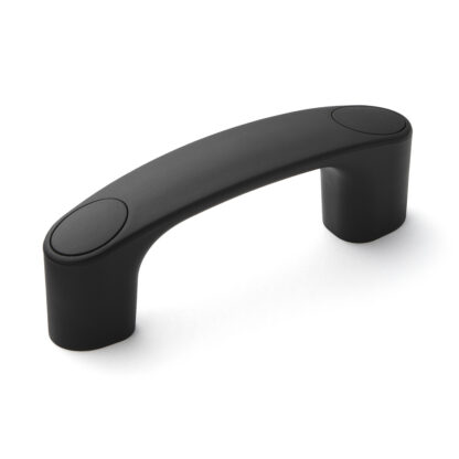 Poignée d’appareil robuste de haute qualité en nylon renforcé, noir avec capuchons de couvercle noirs, 93 mm (3,7 ») MJH-93-BL. Poignée de machine MJH-93-BL pour armoires industrielles, usines de production, construction mécanique, par Sugatsune / LA