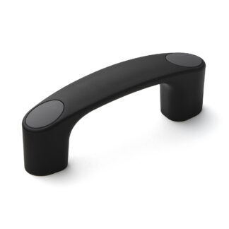 Poignée d’appareil robuste de haute qualité en nylon renforcé, robuste, noir avec capuchons de couverture gris, 93 mm (3.7 ») MJH-93-GR. Poignée de machine MJH-93-GR pour armoires industrielles, usines de production, construction mécanique, par Sugat