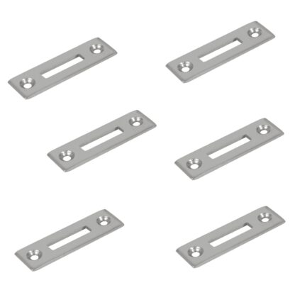 6 pièces de gâche vissée robuste, en acier, surface : nickelée, 50 mm (1-31/32"), 14.01.510-1.