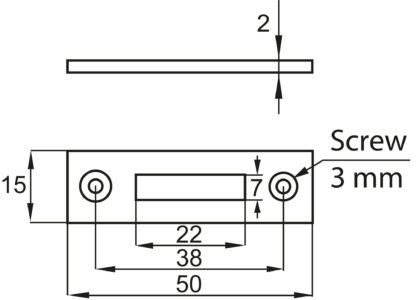 6 pièces de gâche vissée robuste, en acier, surface : nickelée, 50 mm (1-31/32"), 14.01.510-1. – Image 2