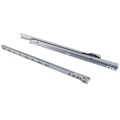 Guides de poussée à rouleaux, extension partielle, gris métallisé, RAL 9022, peint, 400 mm (15,8 »). Rails de guidage en acier avec extension partielle, pour tiroir en bois, tiroir à plateau, tiroir en bois, meubles de cuisine, mobilier de bureau, mo
