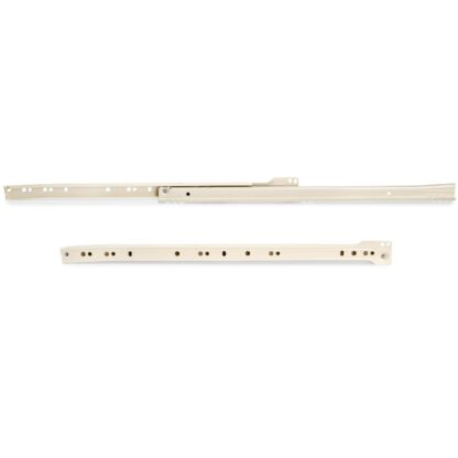 Guides de poussée à rouleaux, extension partielle, peints en blanc, RAL 9001, 450 mm (17.8 »). Rails de guidage en acier avec extension partielle, pour tiroir en bois, tiroir à plateau, tiroir en bois, meubles de cuisine, mobilier de bureau, mobilier