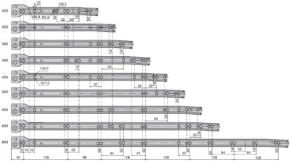Guides de poussée à rouleaux, extension partielle, laqué blanc, RAL 9001, 550 mm (21,7 »). Rails de guidage en acier avec extension partielle, pour tiroir en bois, tiroir à plateau, tiroir en bois, meubles de cuisine, mobilier de bureau, mobilier de  – Image 5
