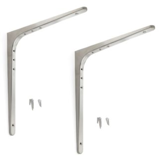 2 pièces de support de montage en acier inoxydable de haute qualité, en acier inoxydable massif, capacité de charge : 130 kg (287 lb), 378 mm (14,9"), BT-380. Supports d’étagère pour espaces extérieurs, piscines, salles de bains, bateaux et bien plus enco