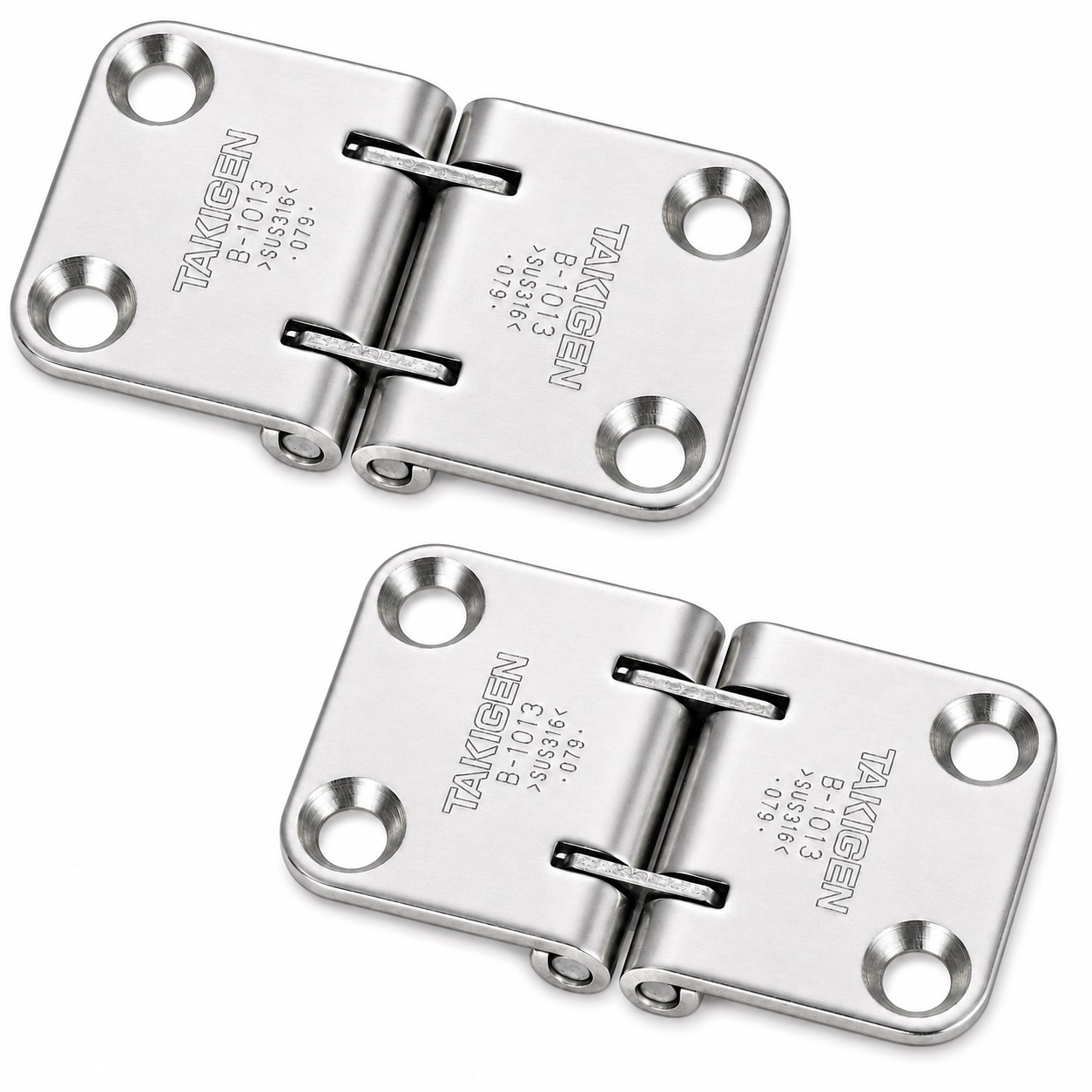 Charnière de trappe en acier inoxydable de haute qualité en 2 pièces, fabriquée en acier inoxydable SUS316, 70 mm (2-3/4"), B-1013. Charnière marine robuste pour trappes de navire, trappes de pont, rabats inférieurs, trappes de maintenance et bien plus encore, par TAKIGEN (Japon)