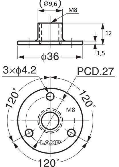 Plaque de montage ronde 4 pièces avec filetage M8, plaque de montage, en acier inoxydable, 36 mm (1,5 »), AP36-M8. Plaque à visser, pour pieds de meubles, roulettes de meubles, pieds de machines, pieds d’armoires, pieds de canapé et bien plus encore, – Image 2