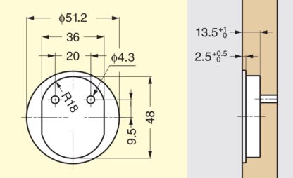 Poignée pliante ronde en laiton, finition : satiné mat, 51,2 mm (2.1 ») 580-SB. Poignée annulaire 580-SB pour camping-car, bateau, trappe d’inspection, porte d’inspection, par Sugatsune / LAMP® (Japon) – Image 4