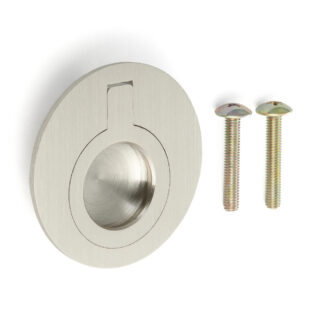 Poignée rabattable ronde en laiton, finition: bronze blanc, satiné mat, 51,2 mm (2.1 ») 580-WB. Poignée annulaire 580-WB pour camping-car, bateau, trappe d’inspection, porte d’inspection, par Sugatsune / LAMP® (Japon)