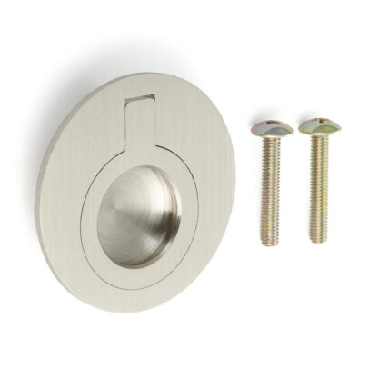 Poignée rabattable ronde en laiton, finition: bronze blanc, satiné mat, 51,2 mm (2.1 ») 580-WB. Poignée annulaire 580-WB pour camping-car, bateau, trappe d’inspection, porte d’inspection, par Sugatsune / LAMP® (Japon)
