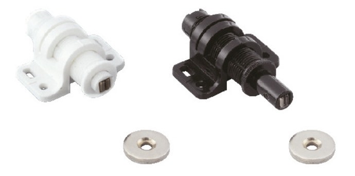 2 pièces de mousqueton magnétique rond avec possibilité de réglage, y compris contre-plaque, surface : noir, MC-25BL. Ouvre-porte à ouverture par pression pour portes de meubles, portes d’armoires et bien plus encore, par Sugatsune / LAMP® (Japon) – Image 3