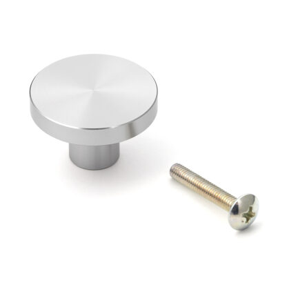 Poignée de bouton de meuble ronde en alliage d’aluminium, finition: aspect acier inoxydable, 30 mm (1,2 ») EXSEL30. Poignée en alliage d’aluminium pour tiroir, porte de meuble, armoire de cuisine, armoire de bureau et bien plus encore, par Sugatsune/