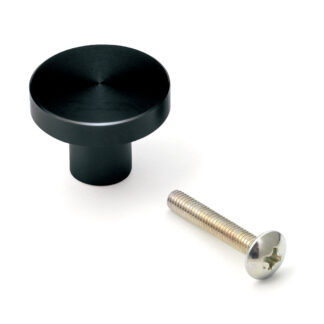 Poignée de bouton de meuble ronde en alliage d’aluminium, finition: noir, 25 mm (1 ») EXSEL25BL. Poignée en alliage d’aluminium pour tiroir, porte de meuble, armoire de cuisine, armoire de bureau et bien plus encore, par Sugatsune/LAMP® (Japon)