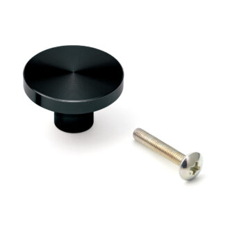 Poignée ronde de bouton de meuble en alliage d’aluminium, finition: noir, 30 mm (1.2 ») EXSEL30BL. Poignée en alliage d’aluminium pour tiroir, porte de meuble, armoire de cuisine, armoire de bureau et bien plus encore, par Sugatsune/LAMP® (Japon)