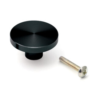 Poignée de bouton de meuble ronde en alliage d’aluminium, finition: noir, 35 mm (1.4 ») EXSEL35BL. Poignée en alliage d’aluminium pour tiroir, porte de meuble, armoire de cuisine, armoire de bureau et bien plus encore, par Sugatsune/LAMP® (Japon)
