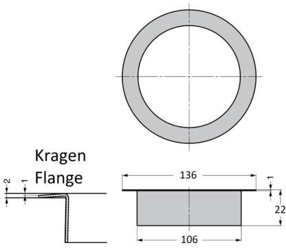 Éjection ronde de haute qualité, en acier inoxydable, surface : polie brillante, 136 mm (5,4"), finition : plate, AN-LH011-MR. Éjection de déchets en acier inoxydable, pour la restauration de systèmes, l’aménagement de magasins, la restauration et bien pl – Image 2