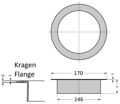 Litière ronde de haute qualité, en acier inoxydable, surface : satiné mat, 170 mm (6,7"), finition : plate, AN-LH015-HL. Éjection de déchets en acier inoxydable, pour la restauration de systèmes, l’aménagement de magasins, la restauration et bien plus enc – Image 2