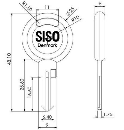 Clé vierge, 48,1 mm (1,9 »). Ébauche de clé en métal et plastique pour serrure 8813, serrure de poignée L-44, serrure de poignée 177, serrure de poignée T-44, serrure de poignée 1821, serrure de poignée 1822, serrure à came X-44, serrure à bascule 70 – Image 3