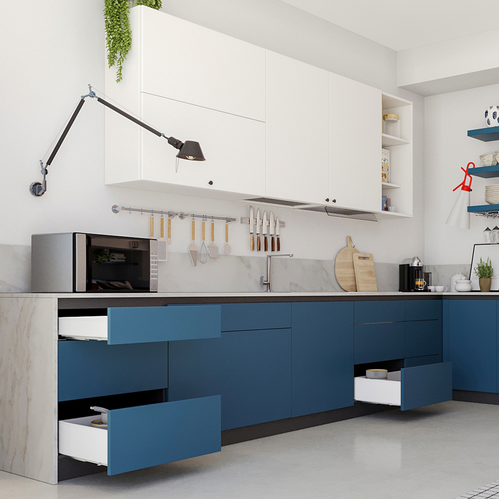 Ensemble de tiroirs, avec cadres extra fins, hauteur : 88 mm (3-15/32 »), surface : blanche, 340 mm (13-25/64 »), version : extension partielle avec ouvrage poussable, 3275112. pour le mobilier de cuisine et bien plus encore, par EMUCA – Image 8