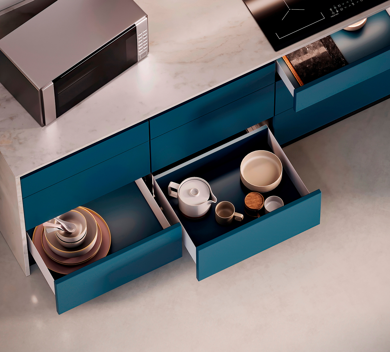 Ensemble de tiroirs, avec cadres extra fins, hauteur : 88 mm (3-15/32 »), surface : blanche, 340 mm (13-25/64 »), version : extension partielle avec ouvrage poussable, 3275112. pour le mobilier de cuisine et bien plus encore, par EMUCA – Image 9