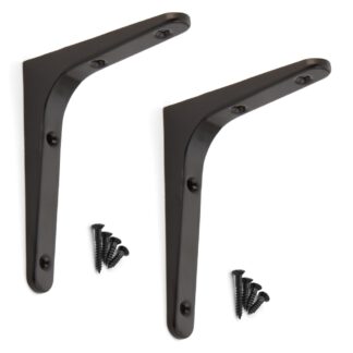 2 supports de montage robustes de haute qualité, capacité de charge : 40 kg (89 lb), surface : noir, 120 mm (4,8"), BTK-120B. Supports d’étagères robustes pour étagères, cloisons, étagères, étagères, joints d’angle et bien plus encore, par Sugatsune / LAM