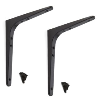 2 supports de montage robustes de haute qualité, capacité de charge : 50 kg (111 lb), surface : noir, 180,5 mm (7,2"), BTK-180B. Support d’étagère robuste pour étagère, cloison, étagère, raccordement d’angle et bien plus encore, par Sugatsune / LAMP® (Jap