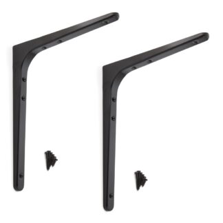 2 supports de montage robustes de haute qualité, capacité de charge : 56 kg (124 lb), surface : noir, 240 mm (9,5"), BTK-240B. Support d’étagère robuste pour étagère, cloison, étagère, raccordement d’angle et bien plus encore, par Sugatsune / LAMP® (Japon